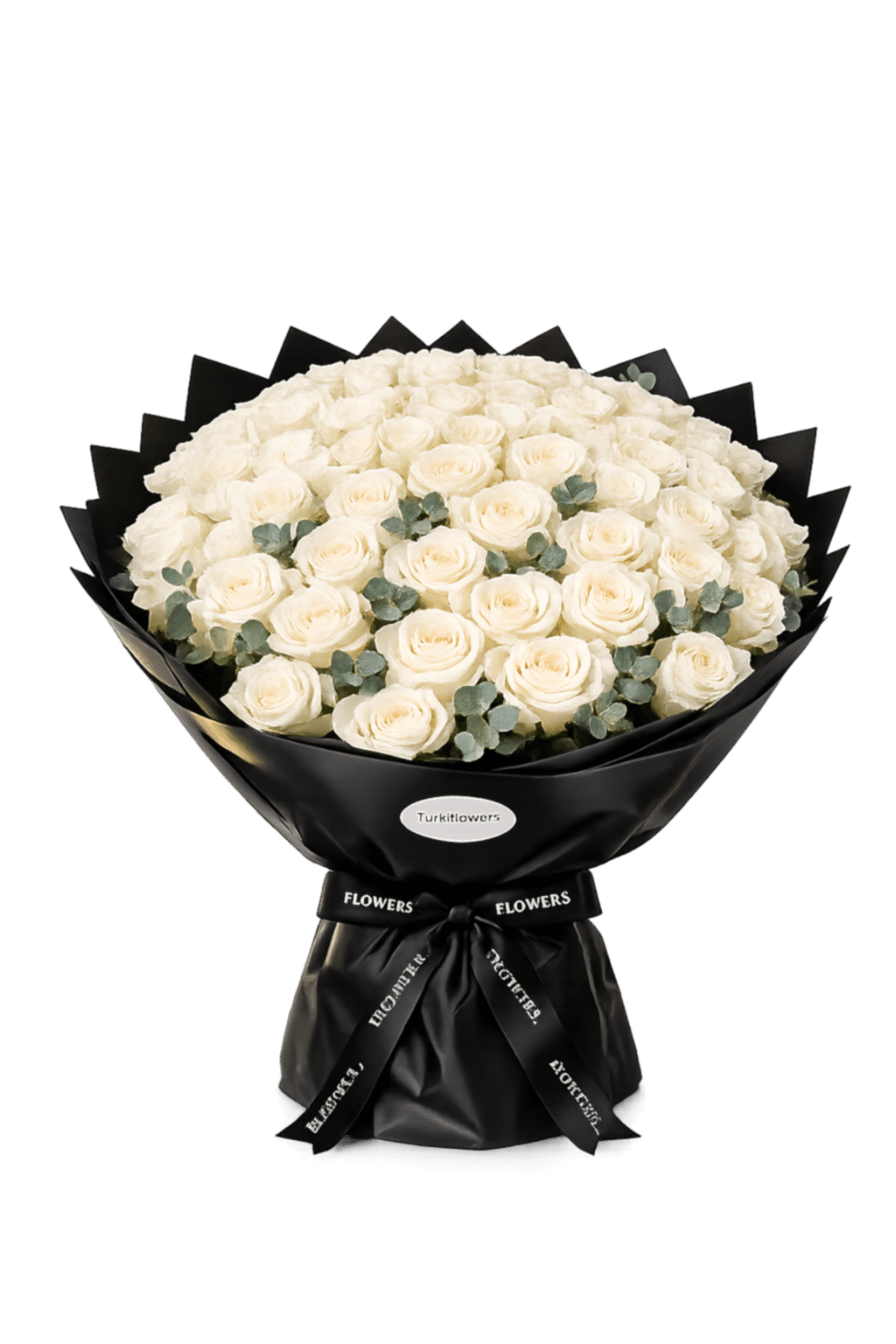 White Roses Bouquet in Black Wrap - Gallery image