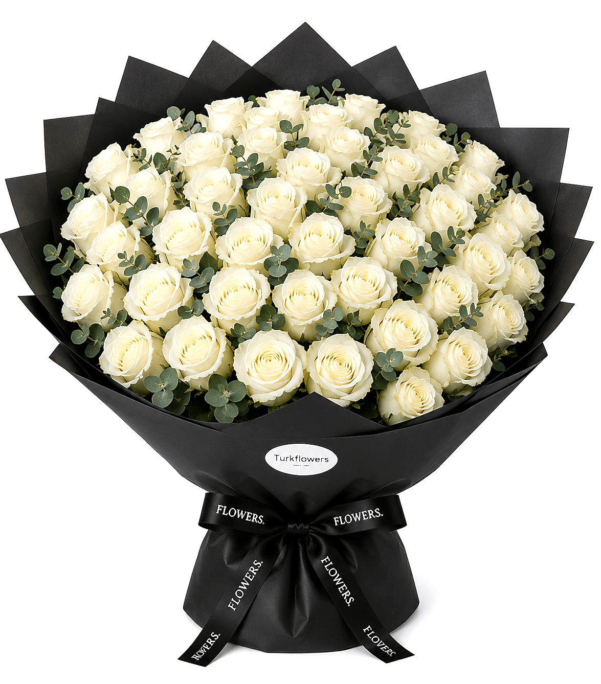 White Roses Bouquet in Black Wrap - Gallery image