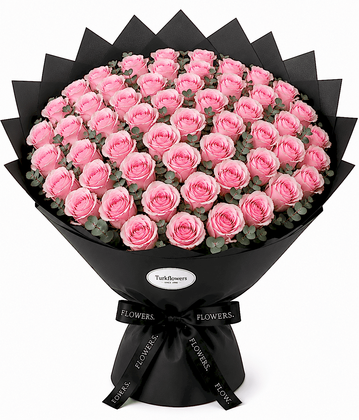 Pink Roses Bouquet in Black Wrap - Gallery image