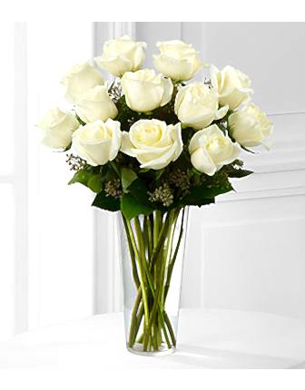 White 1 Dozen Long Stem Roses - Congratulations Flowers