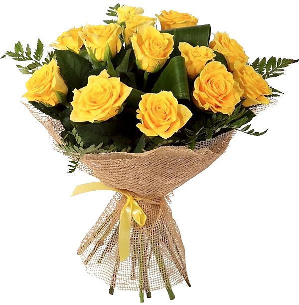 13 Yellow Roses Bouquet - Roses