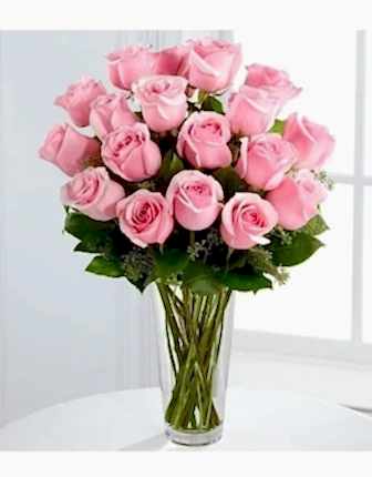 18 The Long Stem Pink Rose Bouquet - Vase Arrangements
