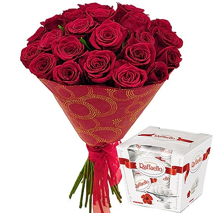 25 Red Roses Bouquet with Raffaello - Congratulations Flowers