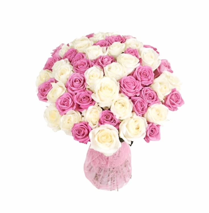 51 Pink White Roses - Congratulations Flowers