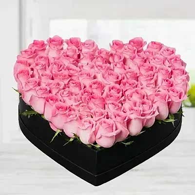 51 pink roses Heart Box - Flower delivery in Azərbaycan