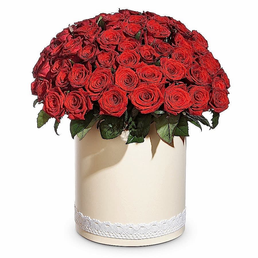 51 Red Roses in Box - Congratulations Flowers