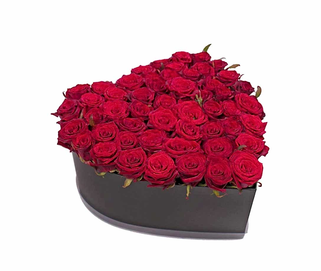 51 Red roses Hearth in box - Roses