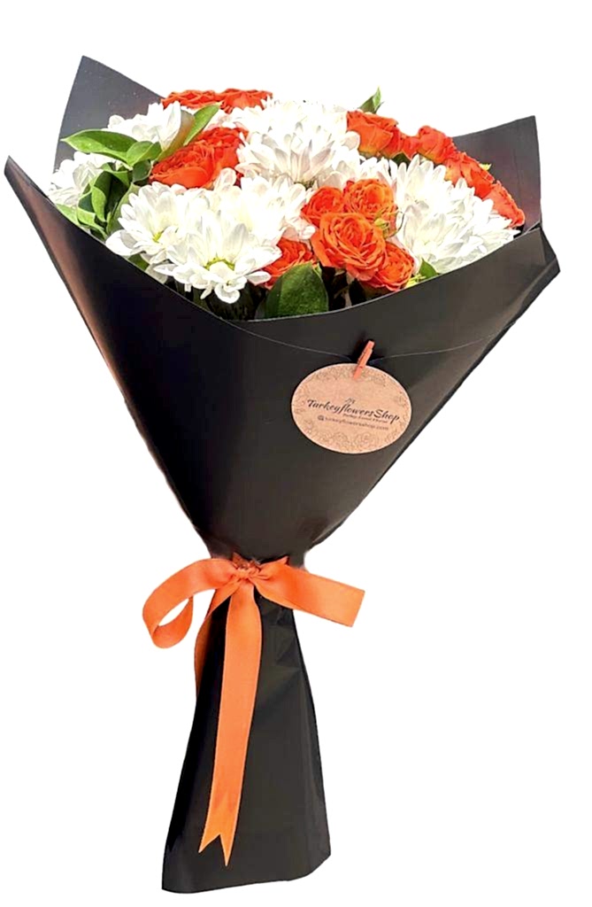 Daisy and Orange roses - Birthday Flowers