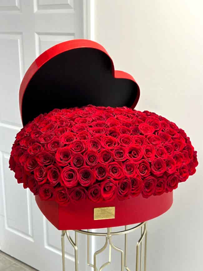 Dome Rose Heart - Flowers in the Box