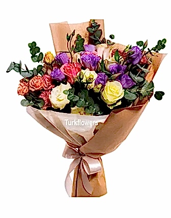 Colorful Lisianthus & Rose Bouquet - Congratulations Flowers
