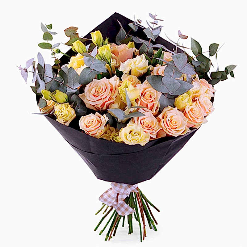Pink Roses and Lisianthus - Lysianthuses