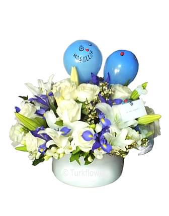 Boy New Baby Flower Arrangement - New Baby Flowers