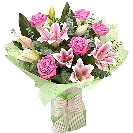 pink Rose Pink Lily - Congratulations Flowers