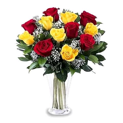 13 Red Yellow Roses - Congratulations Flowers