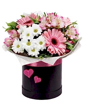 Pink Gerbera & Daisy Love Box - Congratulations Flowers