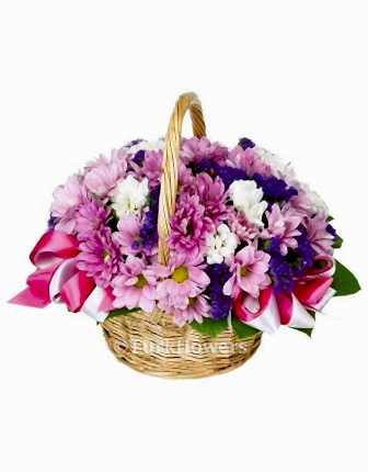 Pink and Purple Daisy Basket - Congratulations Flowers