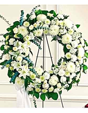 White Standing Wreath - Funeral Flowers