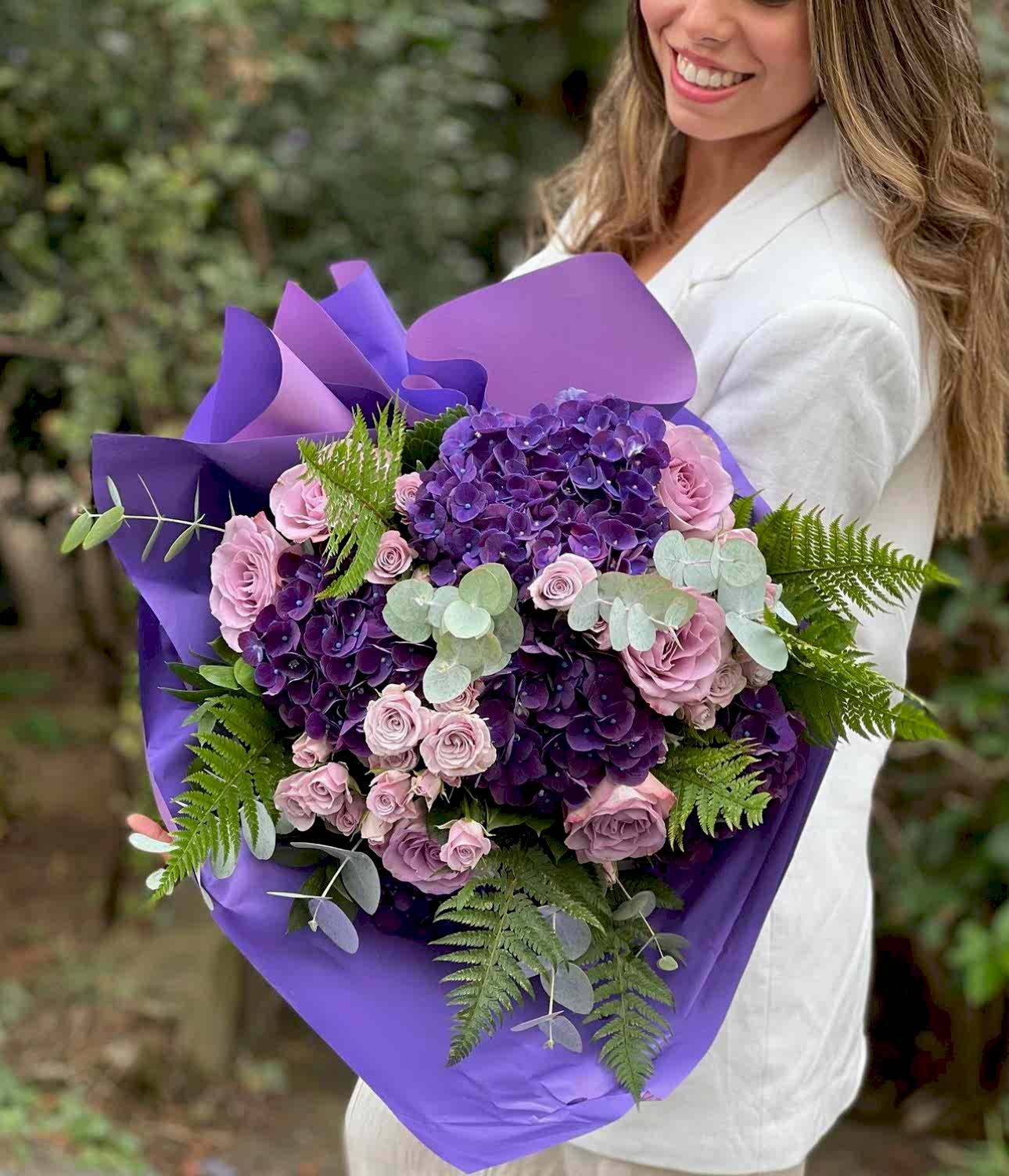 Purple Dreams – Lilac Roses & Purple Hydrangea Bouquet - Thinking of You Flowers