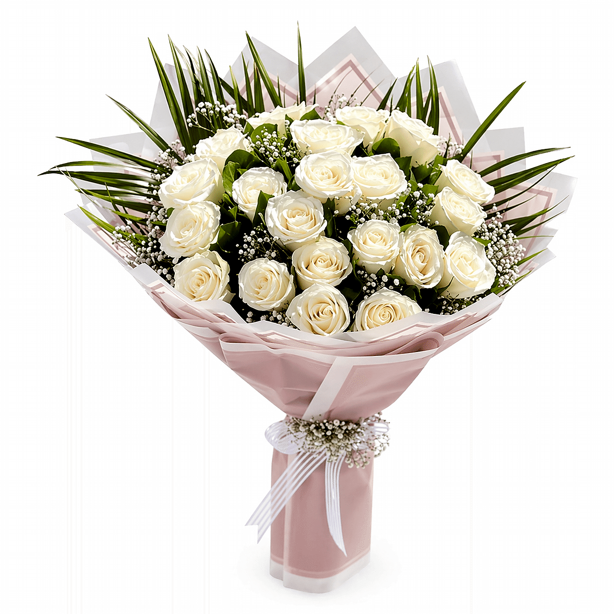Pure Elegance – 21 White Roses Bouquet - 21 Roses