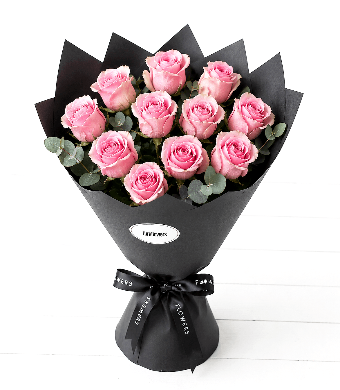 Pink Roses Bouquet in Black Wrap - Flower delivery in Azərbaycan